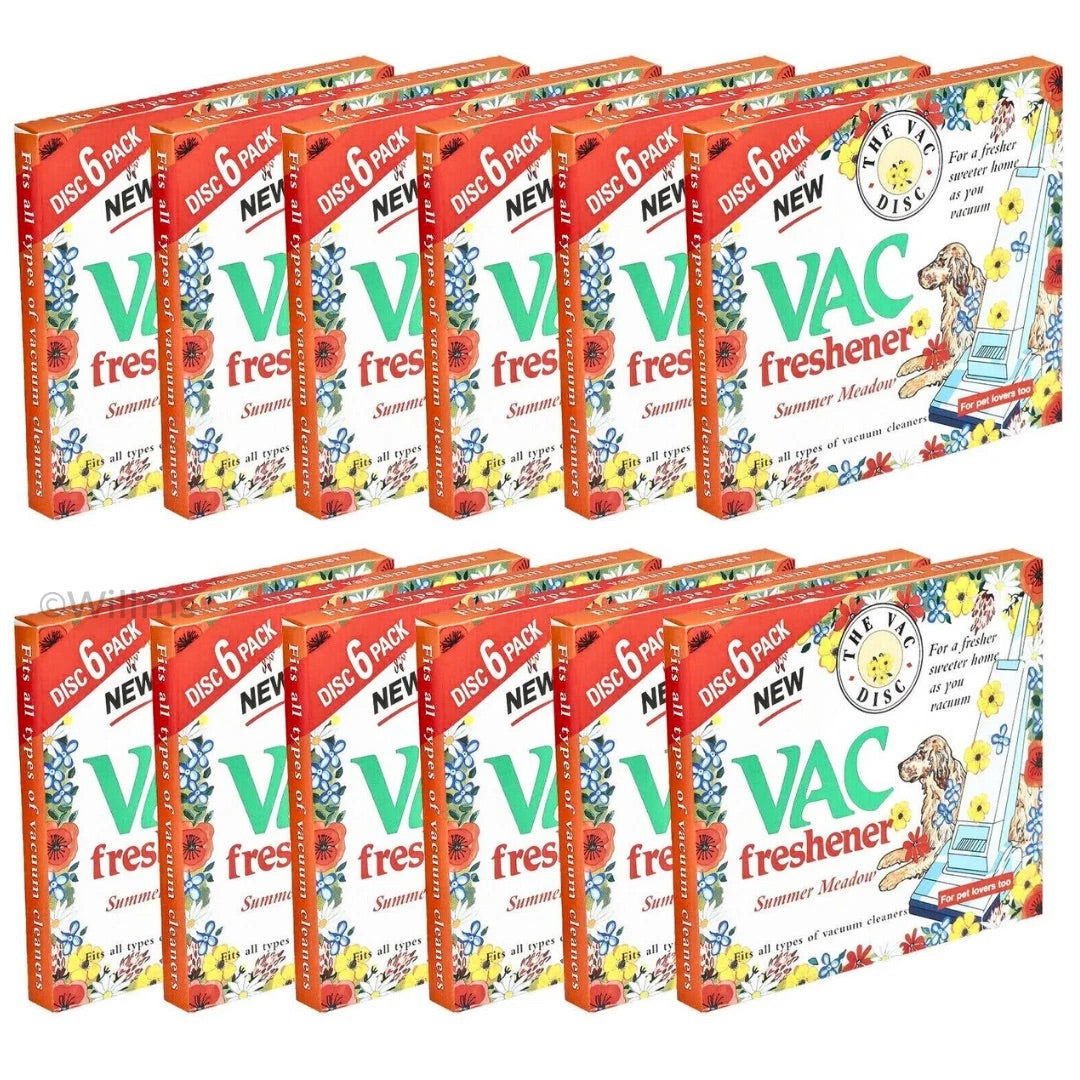 Vacuum Cleaner Air Freshener Discs 72 Pack 12 x 6 Summer Meadows Fragrance Pet Odour Fresheners for Dyson, Shark, Henry, Hetty