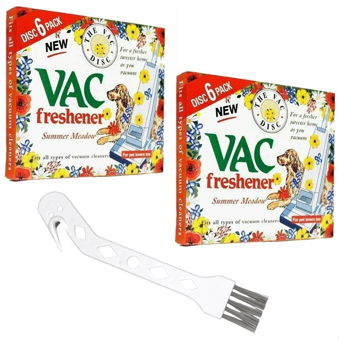 Vacuum Cleaner Air Freshener Discs 12 Pack + Brush Roll Hair Cleaning Tool for Dyson Shark Henry Hetty Vax Hoover Numatic