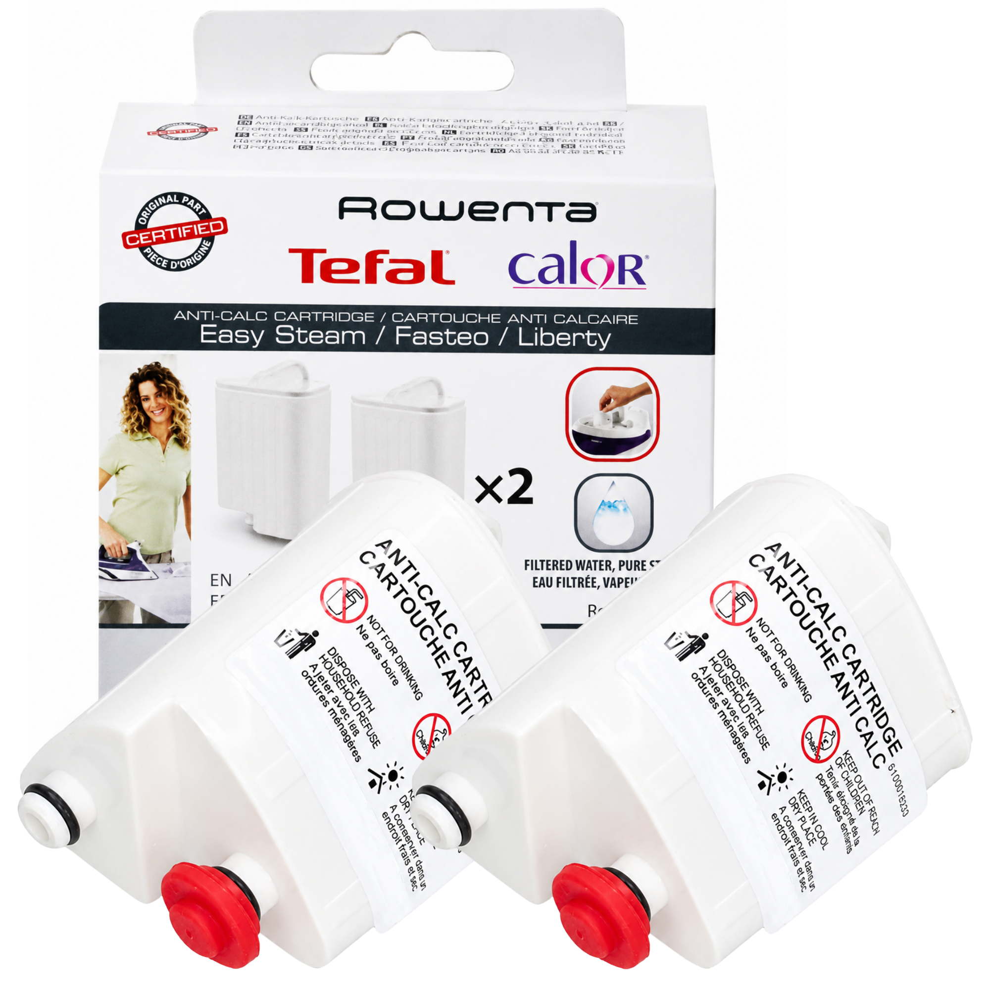 Tefal Anti-Calc Filter Cartridges for Fasteo Liberty Easy Steam Iron (Pack of 2) Genuine