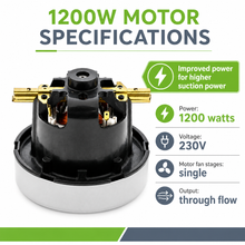 Henry Motor 1200W Upgrade Fits ALL 620W Hetty Numatic DL1653T DL1553T Hoover Vac