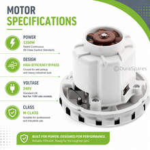 Karcher Motor 1350W WD400 500 600 800 NT55 NT65/2 NT75/2 Wet & Dry vacuum 240v